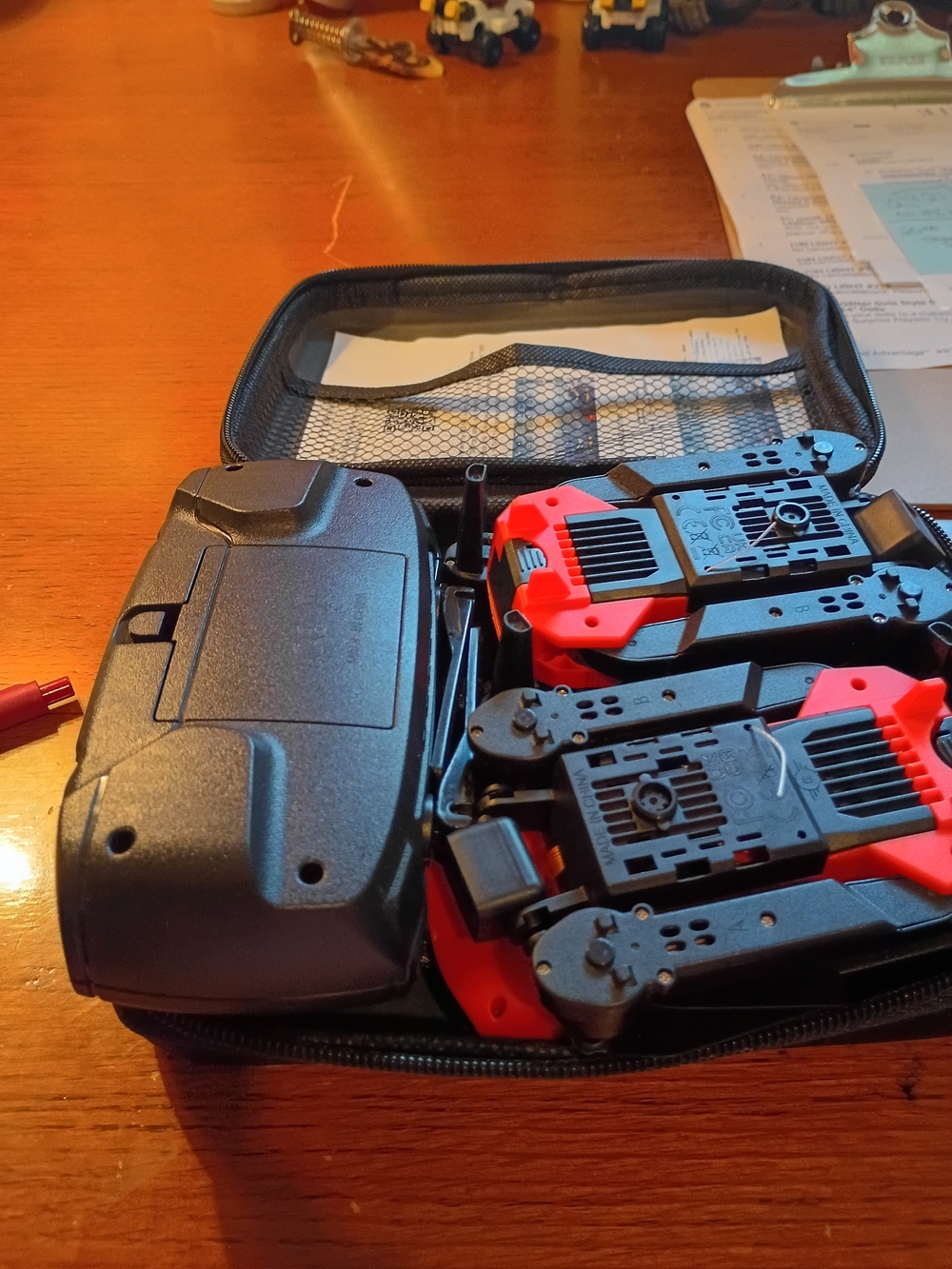 2 Compact Black and Red Foldable Drone with Remote Controller